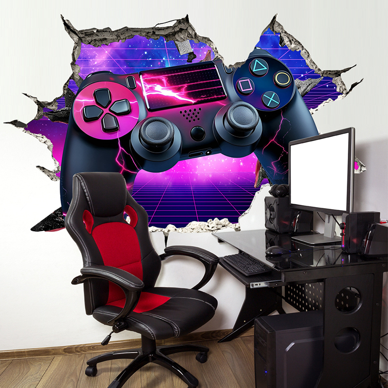 Gaming Console Game Zone - Larger Gaming Poster Broken Wall Hole
